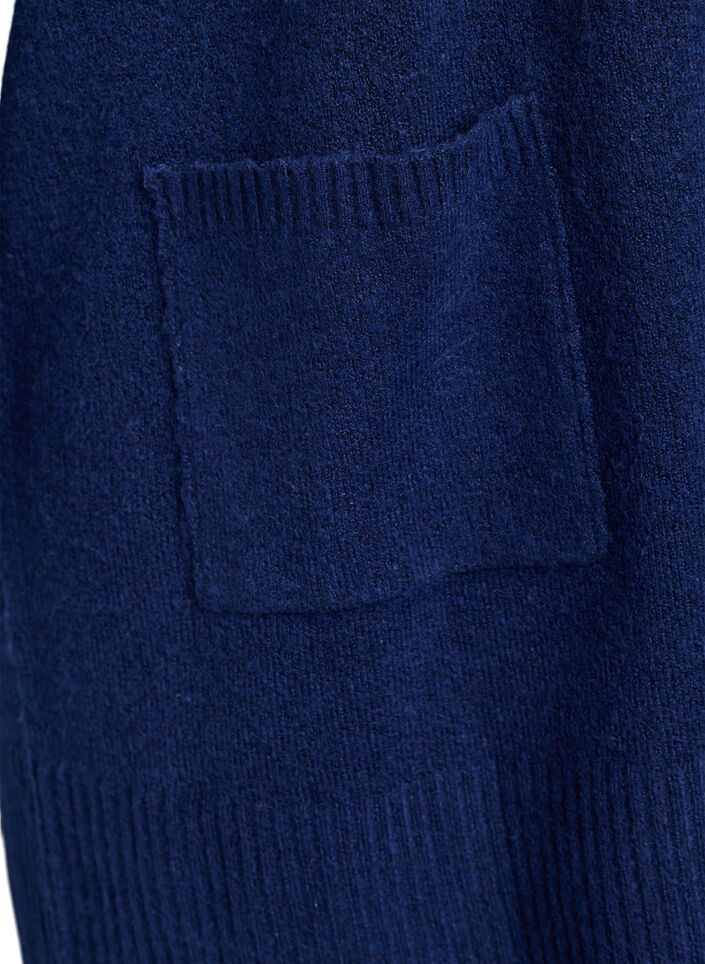 Strickjacke mit Rippenstrick und Taschen, Blau, Packshot image number 3