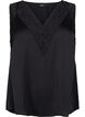 Ärmelloses Top mit Spitzensaum, Schwarz, Packshot image number 0