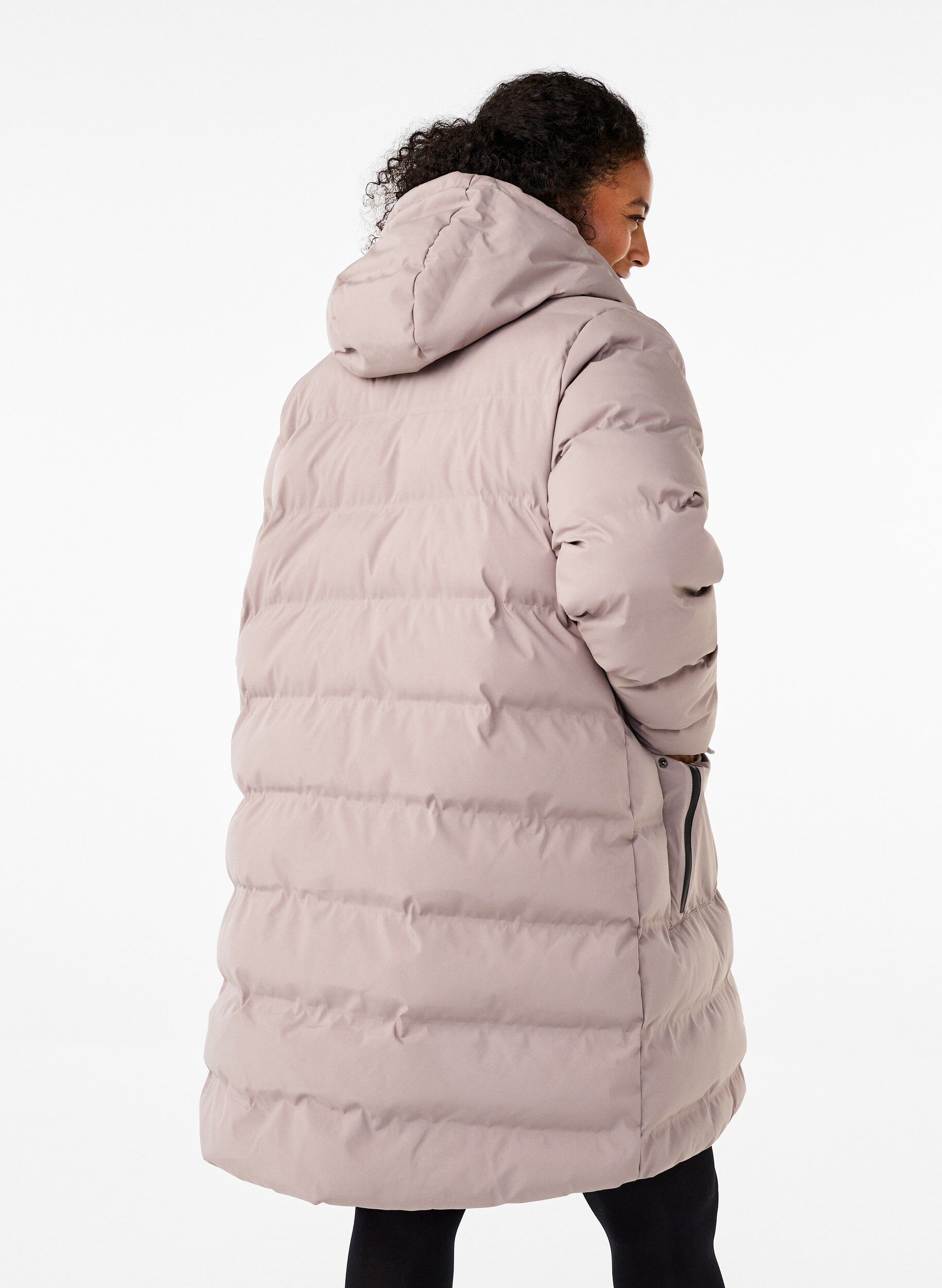 ZizziPuffermantel mit Kapuze und Taschen, Beige, Model image number 2