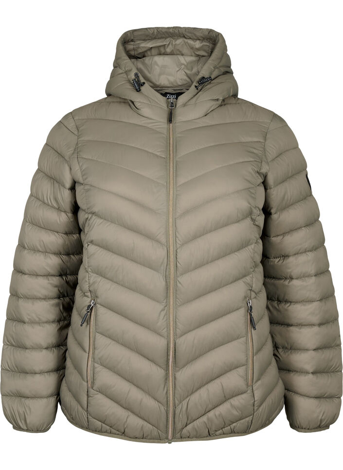 Leichte Steppjacke mit Kapuze, Braun, Packshot image number 0