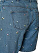 Shorts aus Denim mit bestickten Blumen, Blau, Packshot image number 3