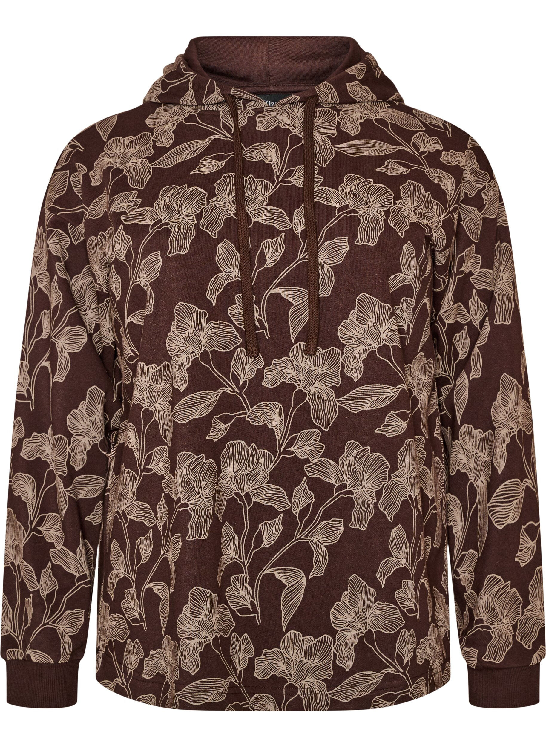 ZizziHoodie mit All-over-Print, Braun, Packshot image number 0