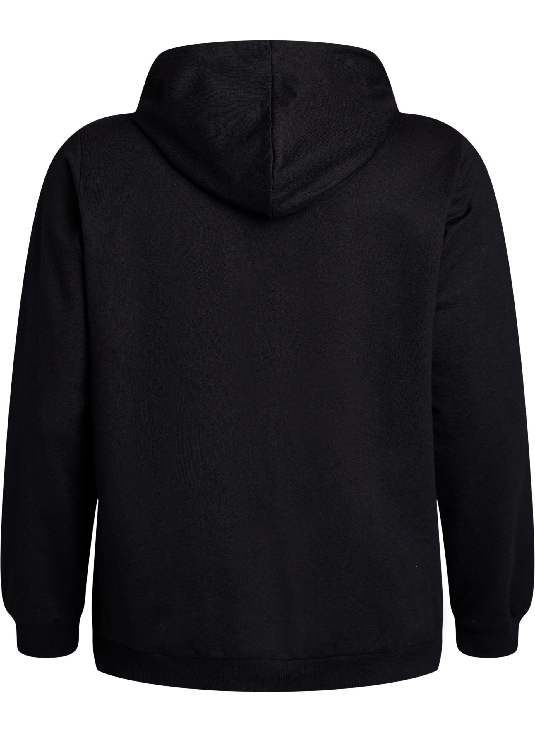 ZizziSweatshirt mit Kapuze und Aufdruck, Schwarz, Packshot image number 1