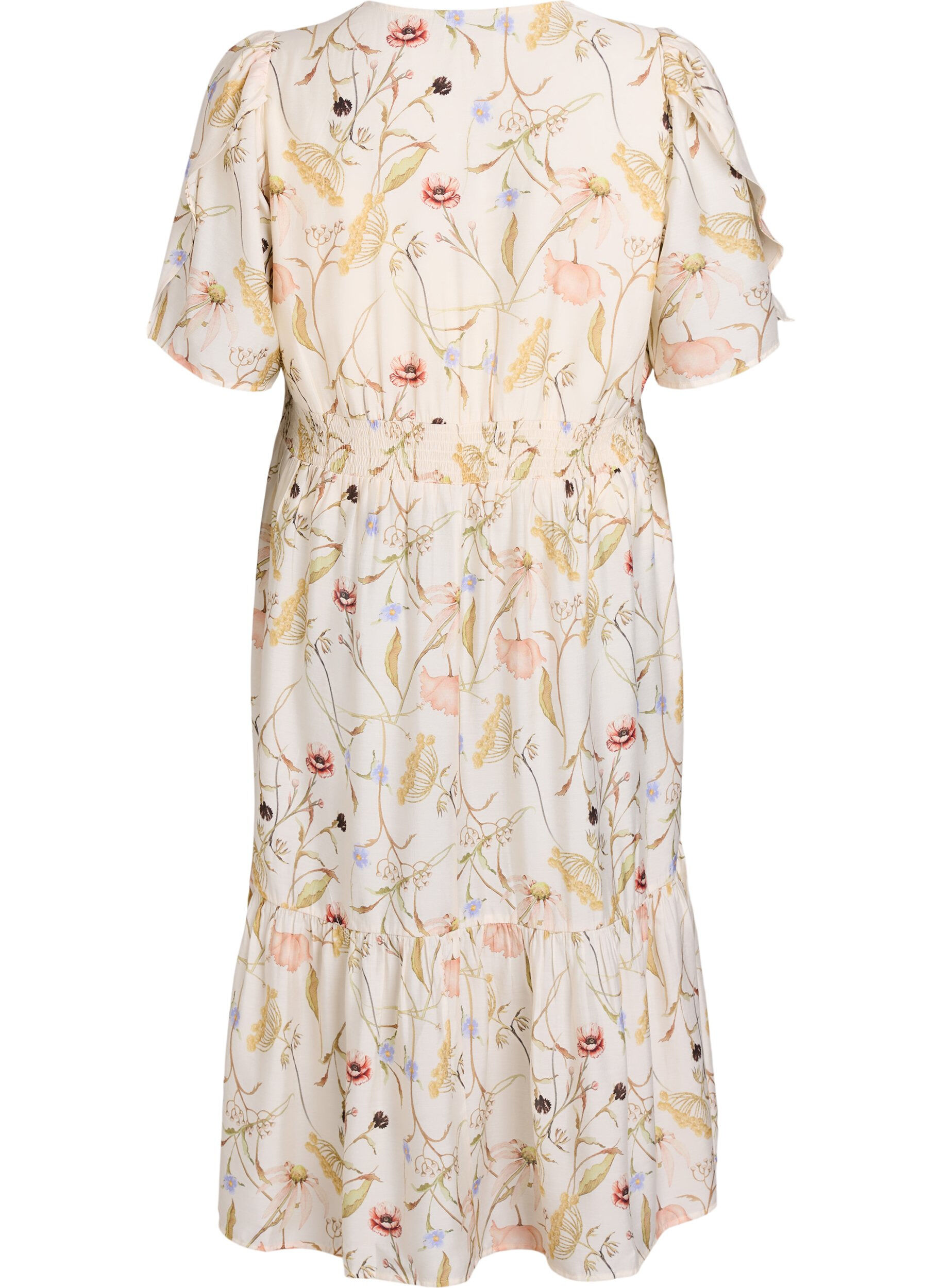 ZizziGebl&uuml;mtes Midi-Kleid in A-Linienform, Beige, Packshot image number 1