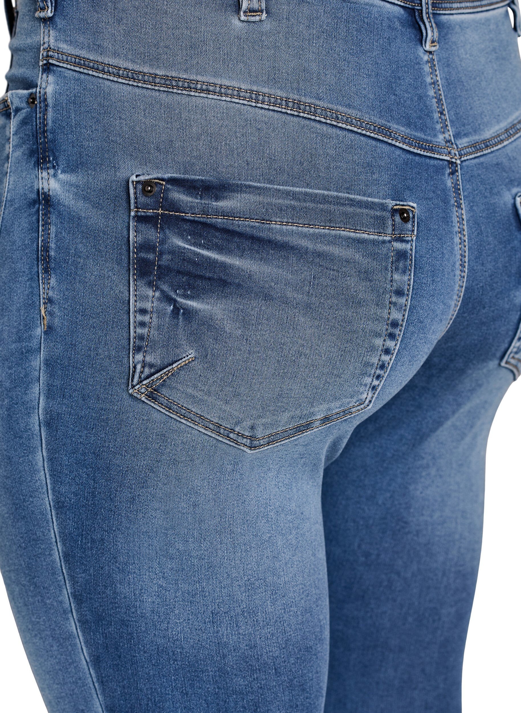 ZizziKurze Amy Jeans mit Rei&szlig;verschlussdetail., Blau, Packshot image number 3