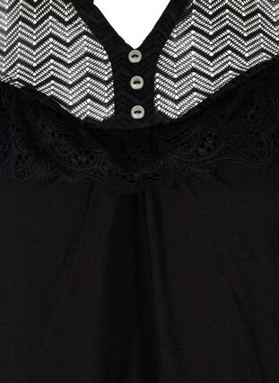 Bluse aus Bio-Baumwolle mit Spitze, Black, Packshot image number 2