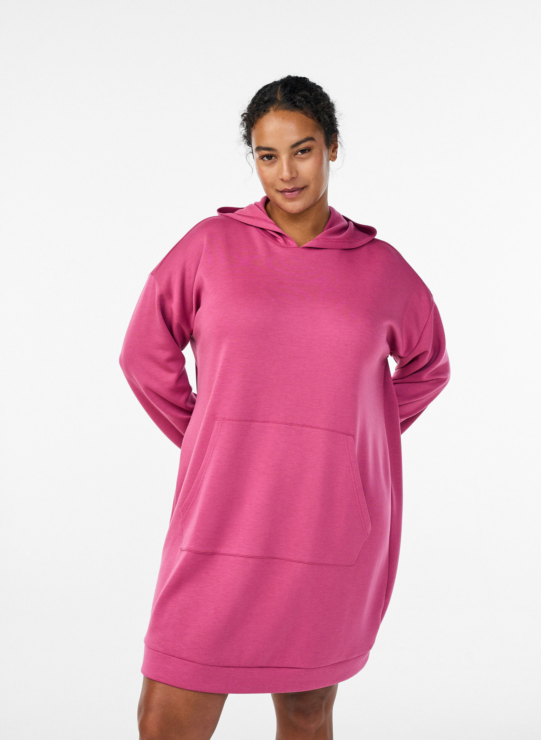 ZizziKurzes Hoodiekleid mit K&auml;ngurutasche, Rot, Model image number 0