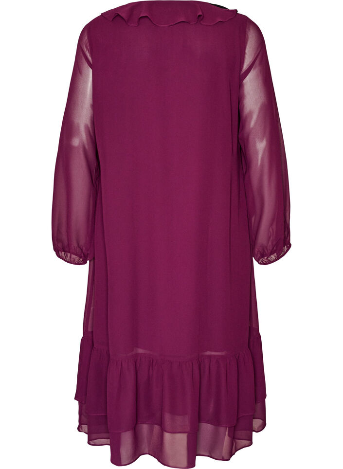 Partykleid mit R&uuml;schendetails und V-Ausschnitt, Rot, Packshot image number 1