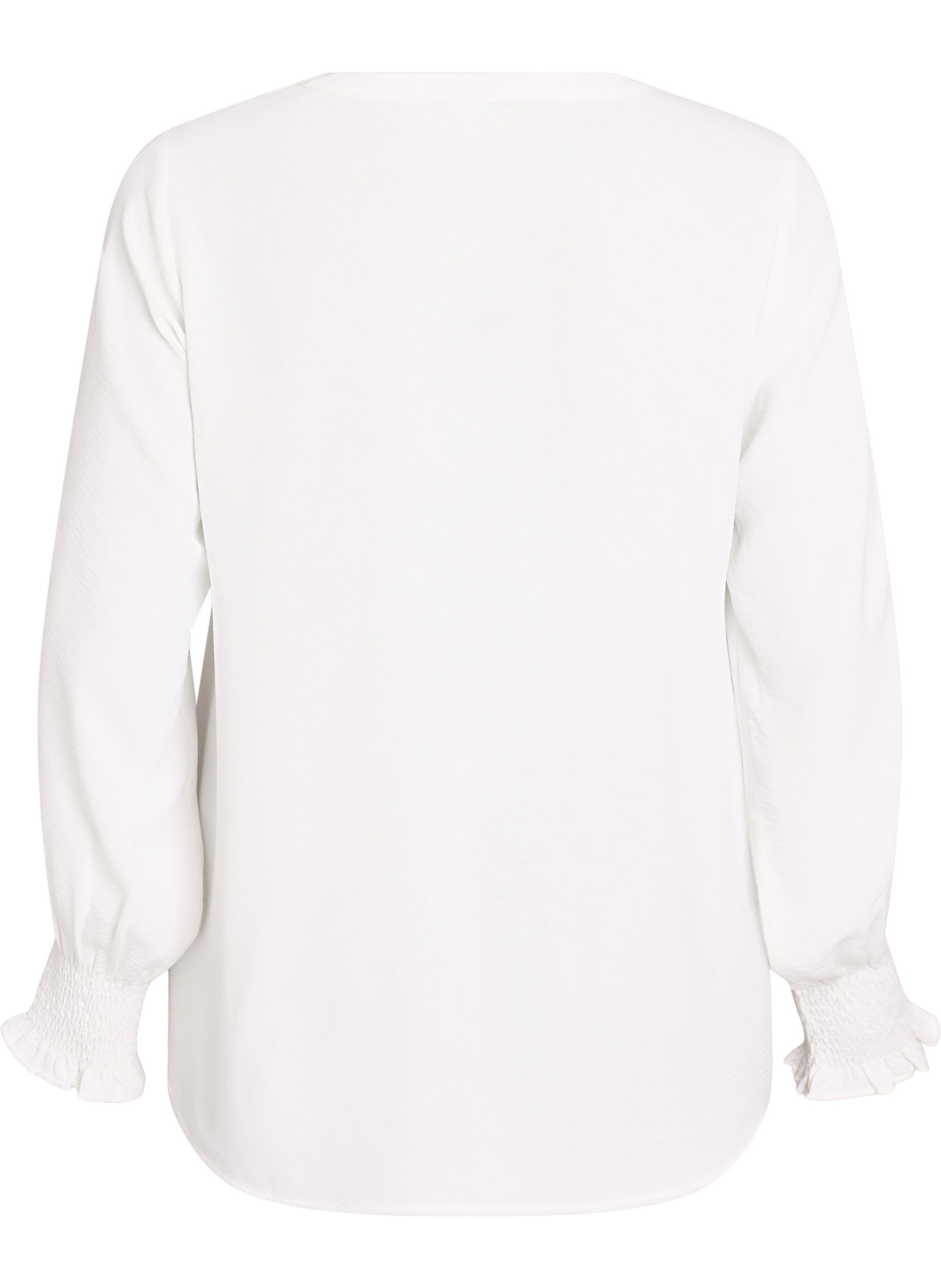 ZizziBluse mit Smockb&uuml;ndchen und V-Ausschnitt, Vanille, Packshot image number 1