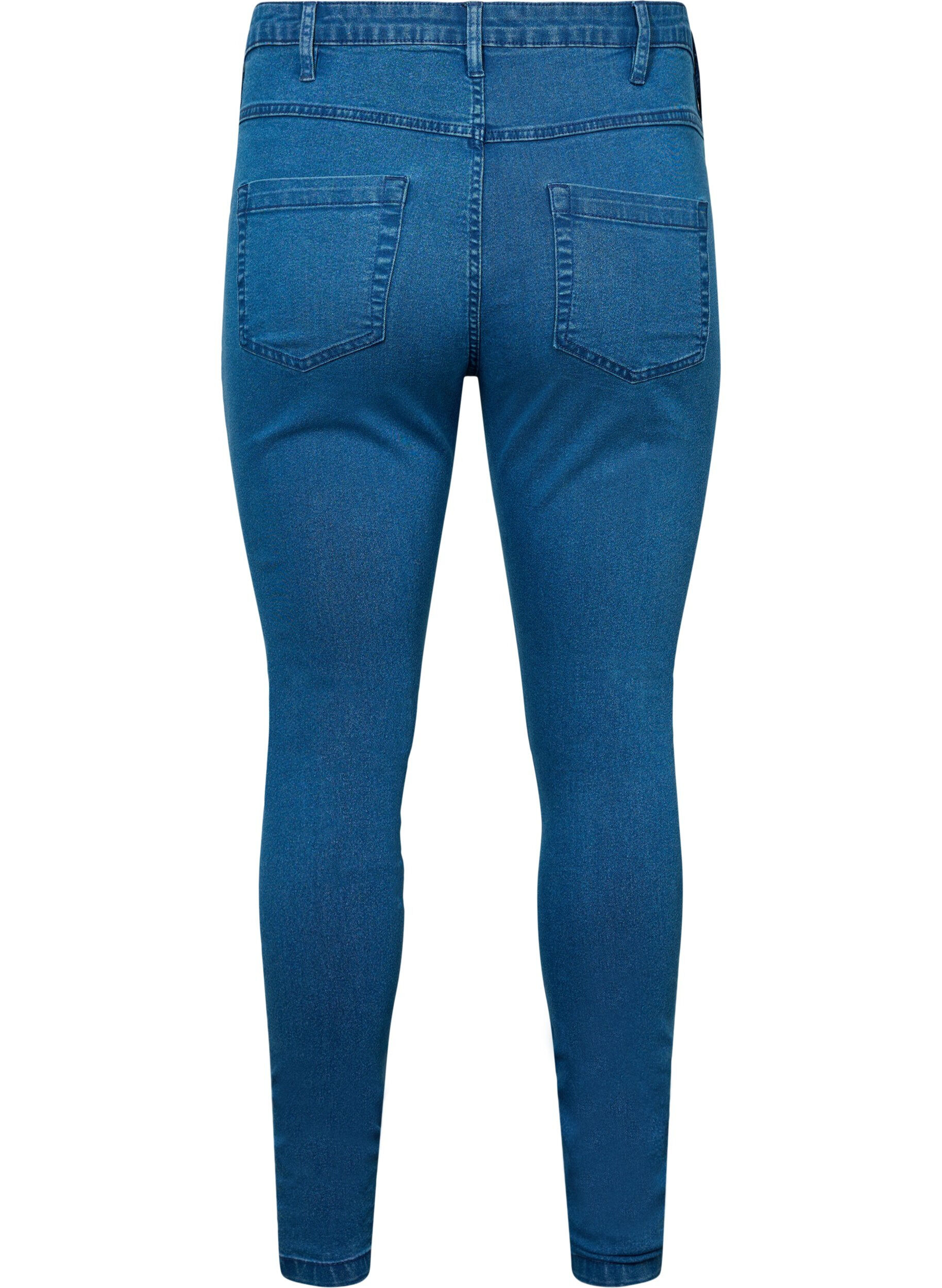 ZizziHochtaillierte Super Slim Amy Jeans, Blau, Packshot image number 1