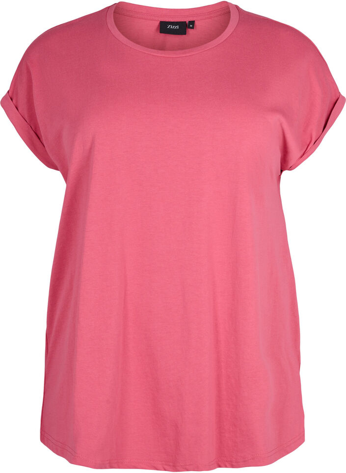 Kurzärmeliges T-Shirt aus einer Baumwollmischung, Rasperry Pink, Packshot image number 0