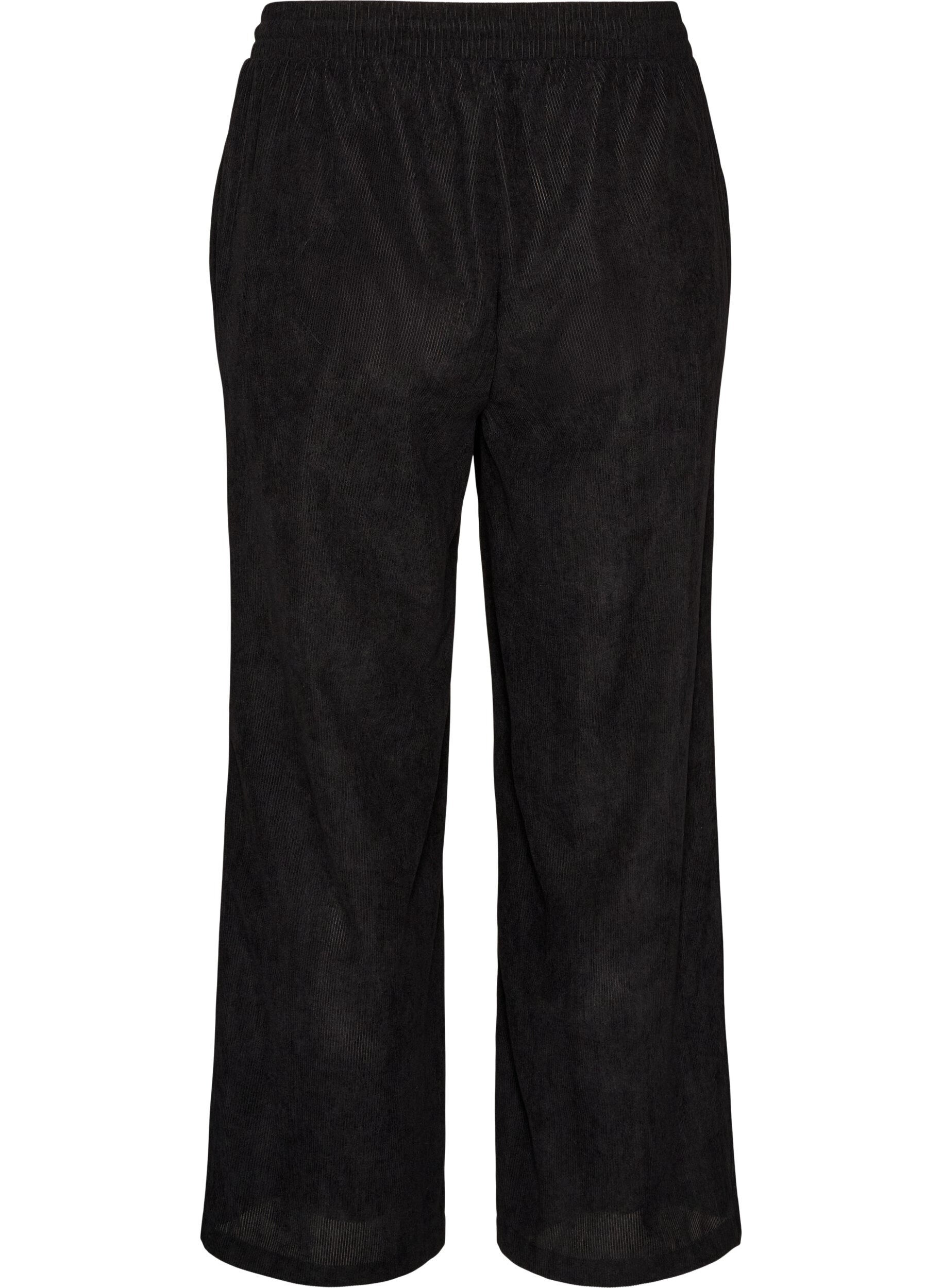 ZizziCordhose mit weitem Bein und hoher Taille, Schwarz, Packshot image number 1