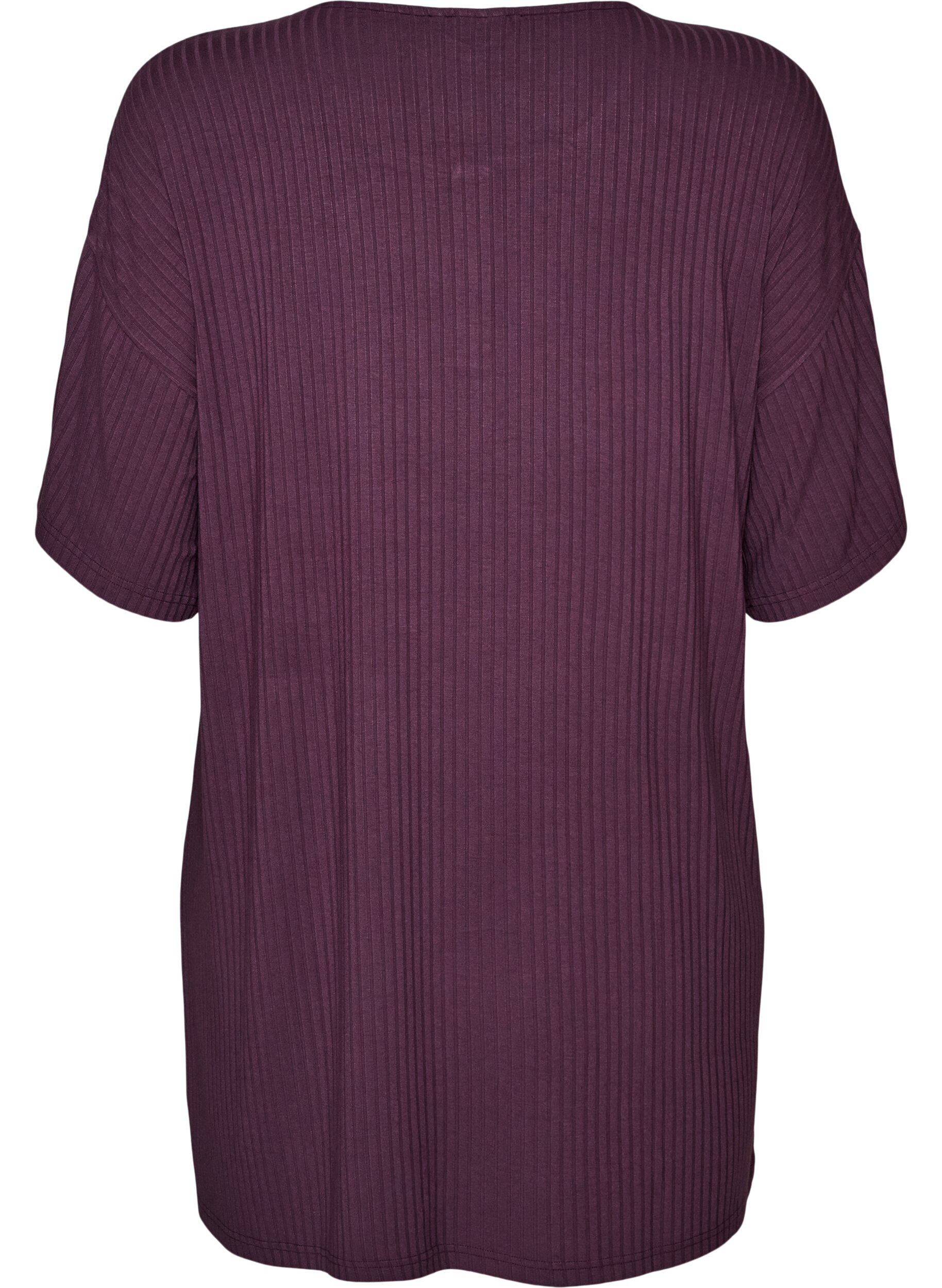 ZizziNachthemd aus Viskose-Jersey mit Rippstruktur, Lila, Packshot image number 1