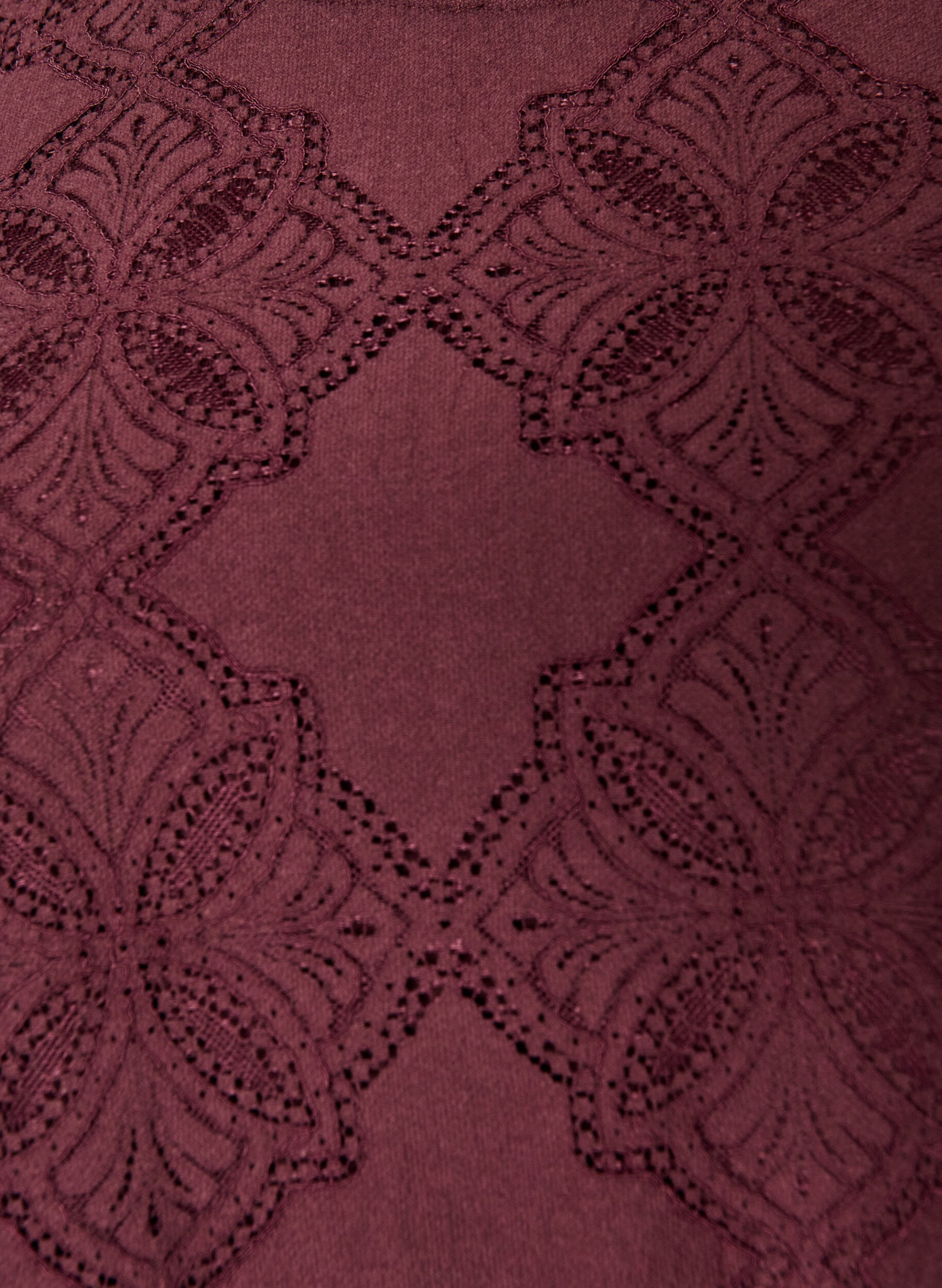 ZizziSpitzenkleid mit langen &Auml;rmeln und R&uuml;schensaum, Dunkles Bordeaux, Packshot image number 2