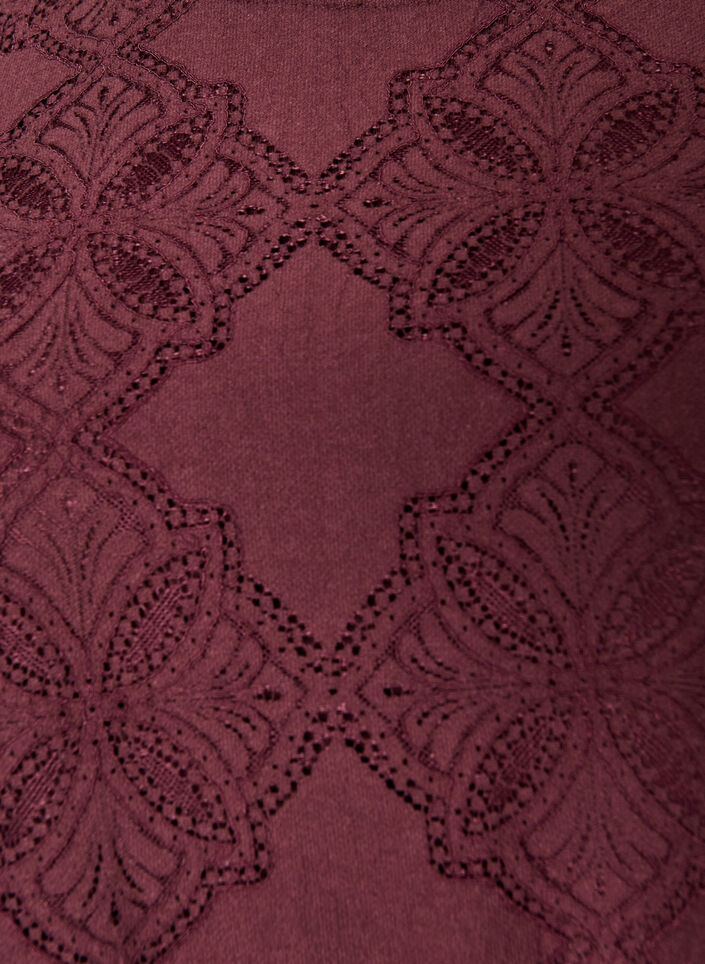 Spitzenkleid mit langen &Auml;rmeln und R&uuml;schensaum, Dunkles Bordeaux, Packshot image number 2