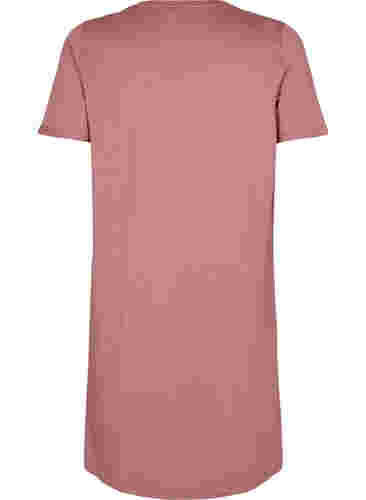 Kurzarm-Baumwollnachthemd mit Aufdruck, Rose Brown W. Self, Packshot image number 1