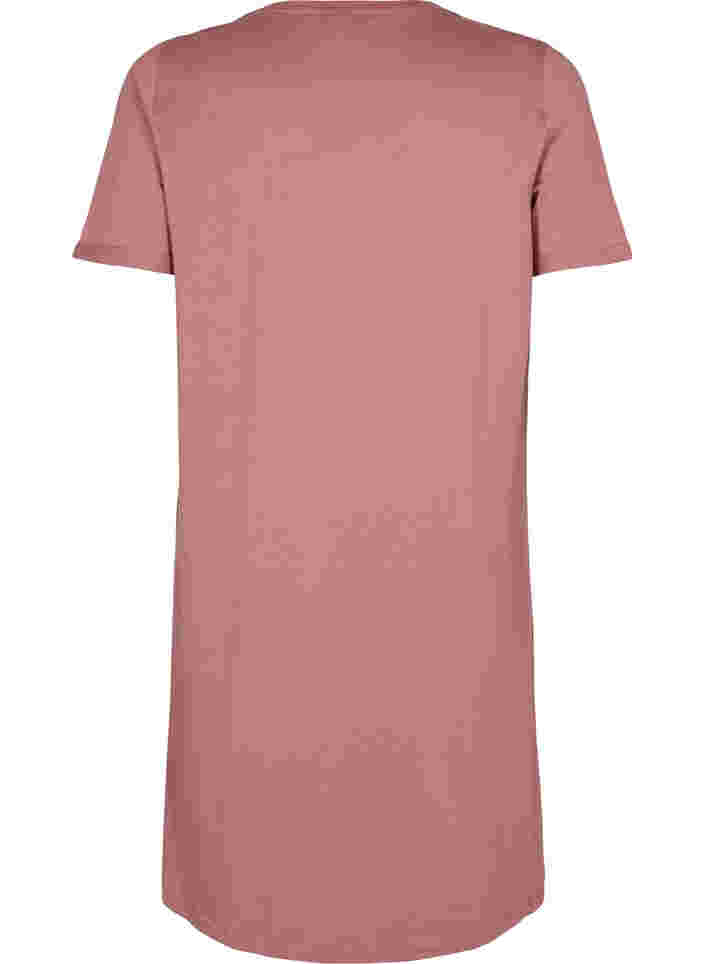 Kurzarm-Baumwollnachthemd mit Aufdruck, Rose Brown W. Self, Packshot image number 1