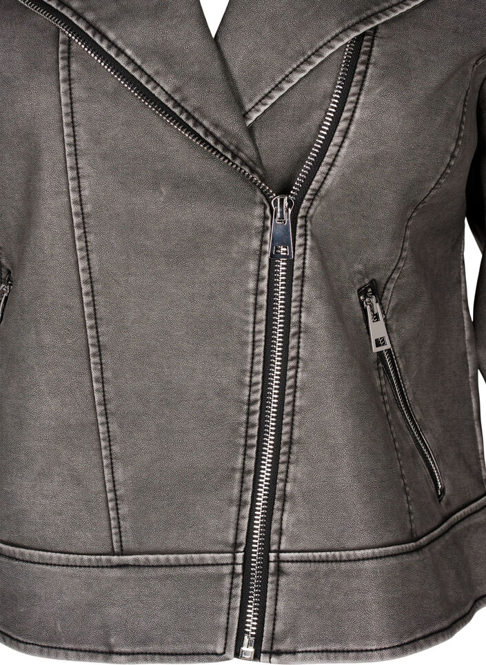  Lederjacke aus Kunstleder im Used-Look, Dark Grey Wash, Packshot image number 2
