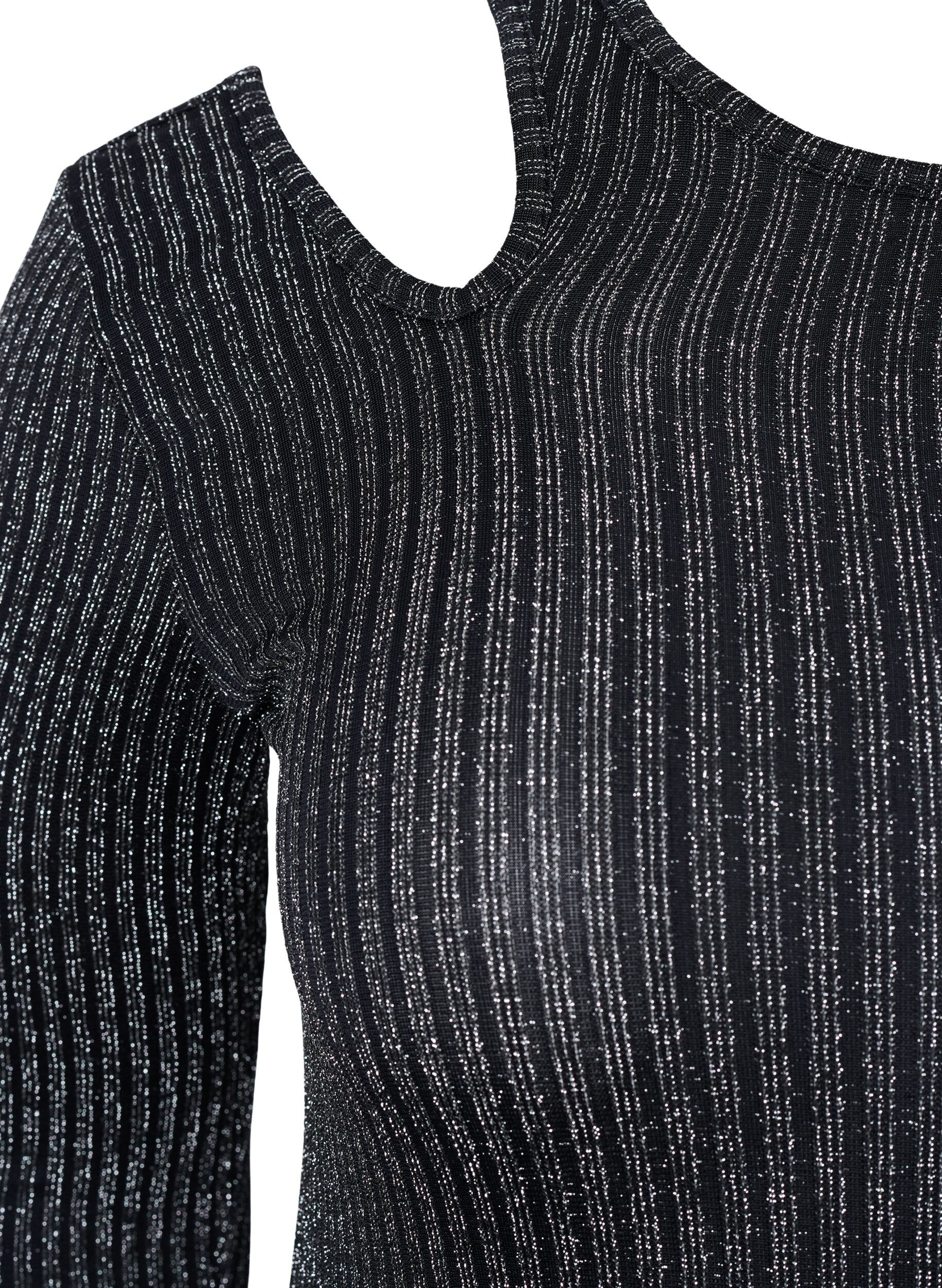 ZizziLang&auml;rmelige Bluse mit Glitzerausschnitt, B. w. Silver Stripes, Packshot image number 2