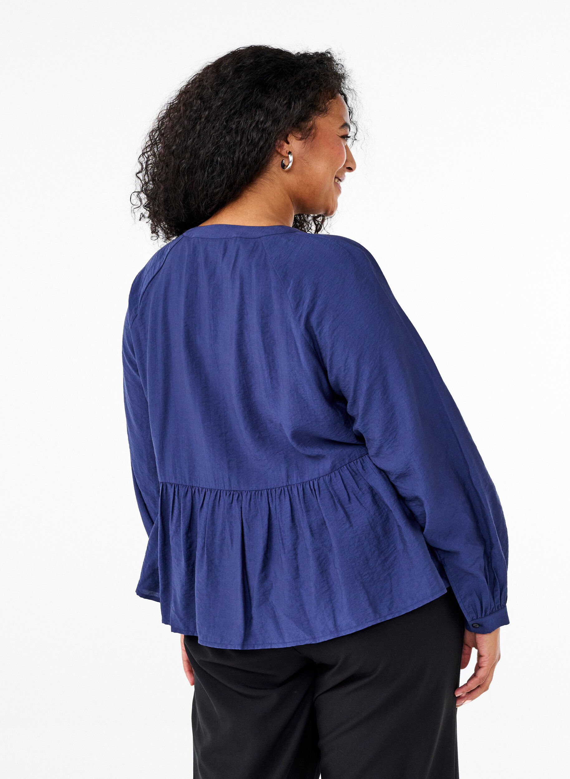 ZizziBluse mit Schleife und langen &Auml;rmeln, Blau, Model image number 2