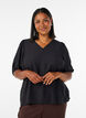 Bluse aus Viskose mit V-Ausschnitt, Schwarz, Model image number 0