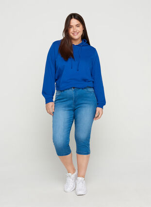Sweatshirt mit Kapuze und Rippbündchen, Deep Blue , Model image number 2