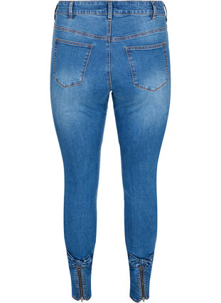 Super Slim Amy Jeans mit Schleife und Reißverschluss, Dark blue, Packshot image number 1