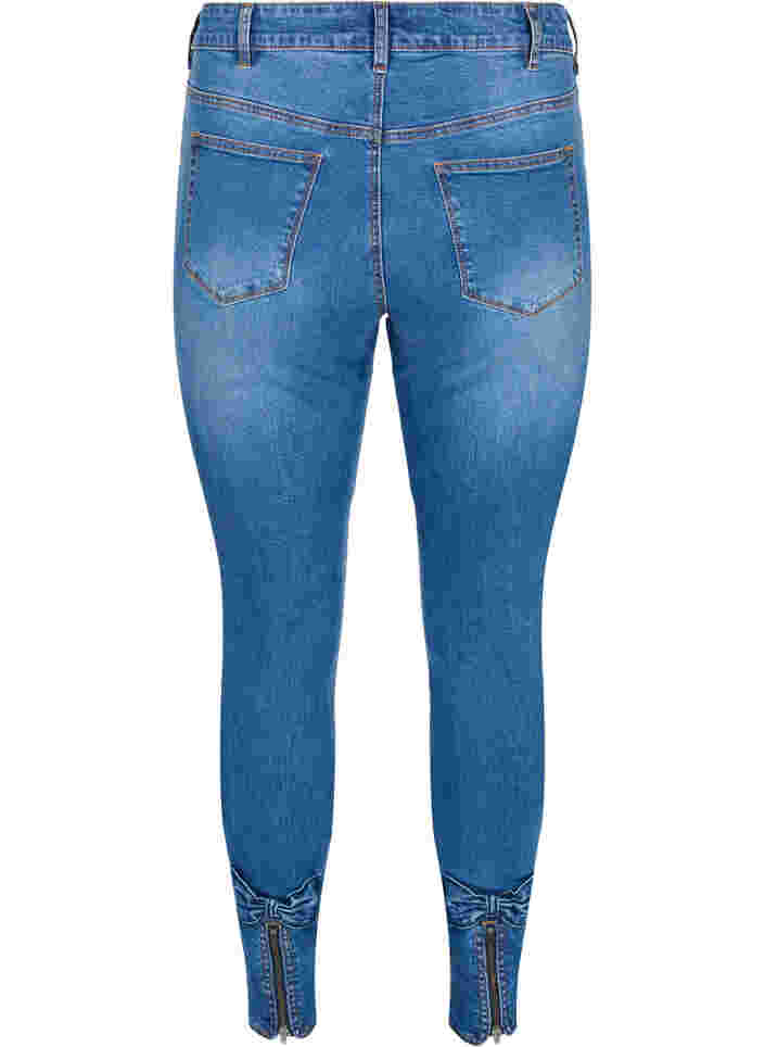 Super Slim Amy Jeans mit Schleife und Reißverschluss, Dark blue, Packshot image number 1