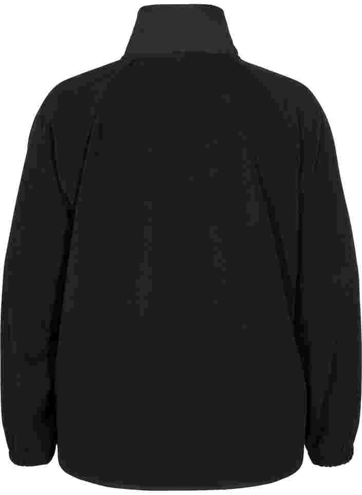 Sportjacke aus Fleece mit hohem Kragen und Taschen, Black, Packshot image number 1