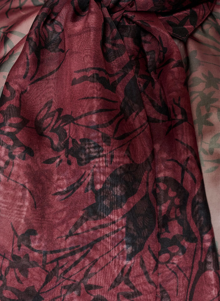 Transparente Hemdbluse mit Blumenmuster und Bindedetail, Dunkles Bordeaux, Packshot image number 2