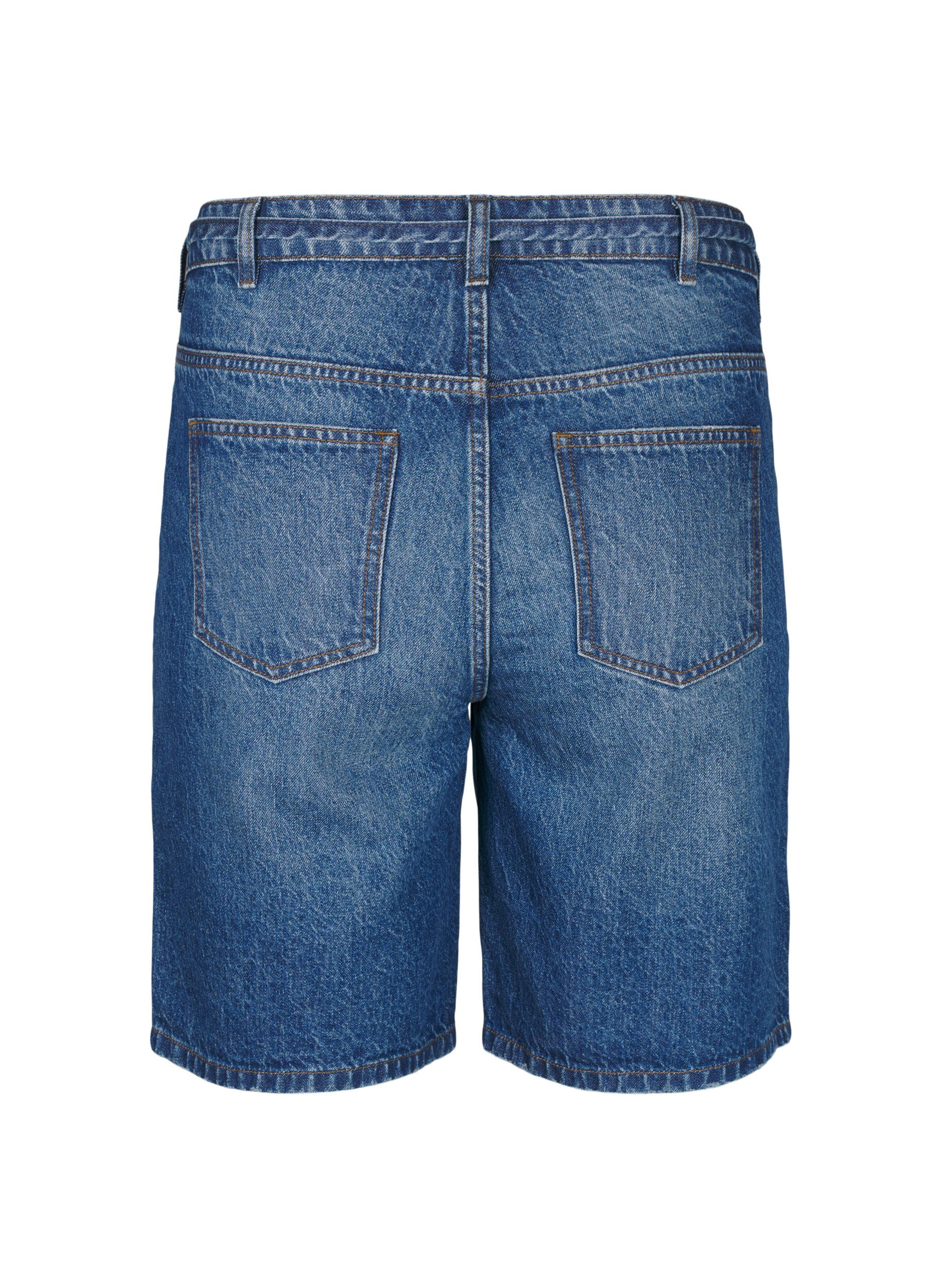 ZizziSlim fit Jeansshorts mit Bindeg&uuml;rtel, Blau, Packshot image number 1