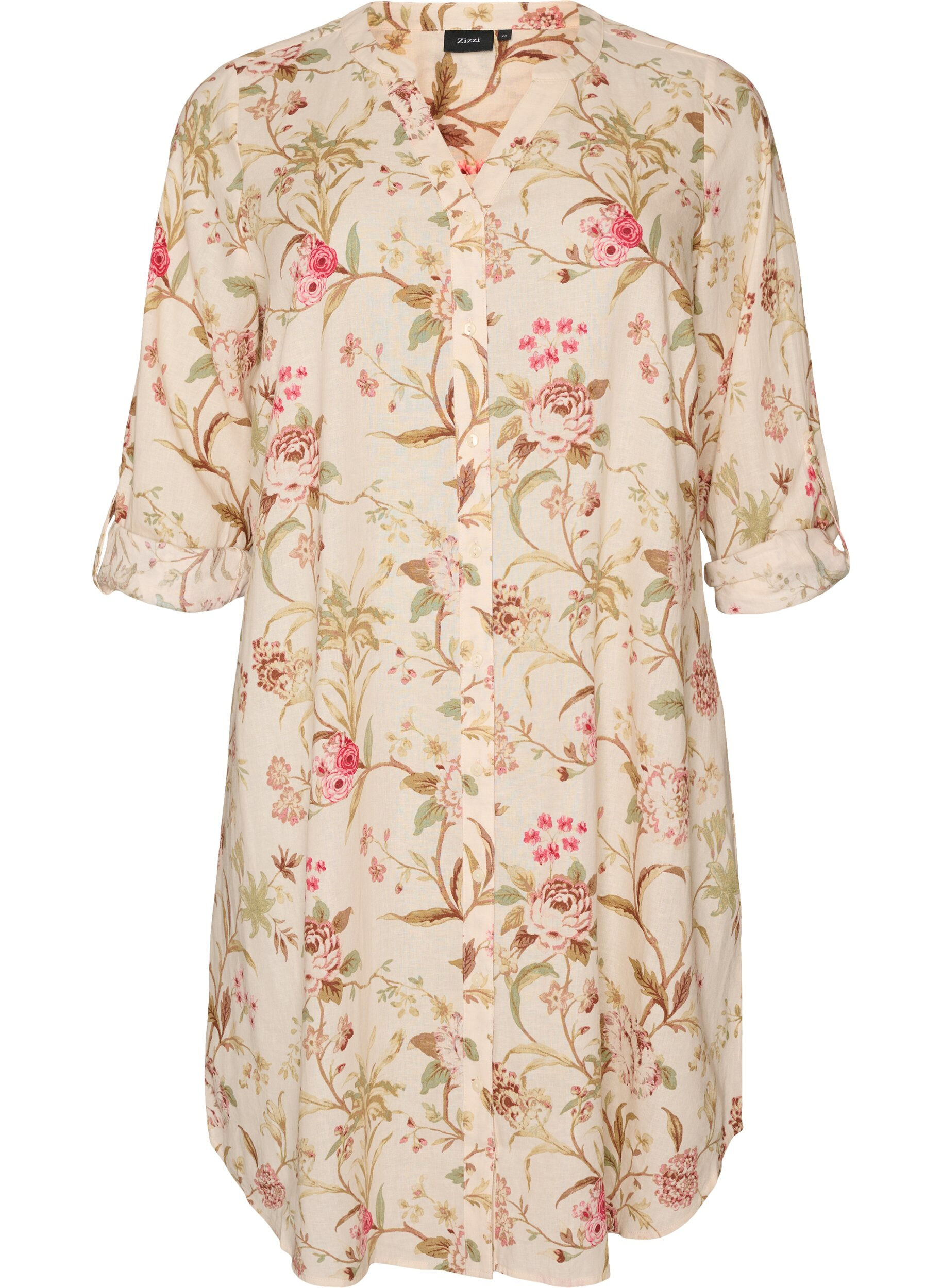 ZizziLange Bluse aus Leinen und Viskose, Vanille, Packshot image number 0