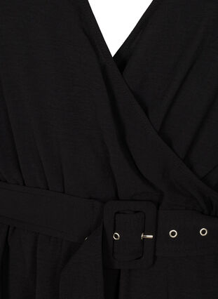 Kurzarm Kleid mit Gürtel, Black, Packshot image number 2