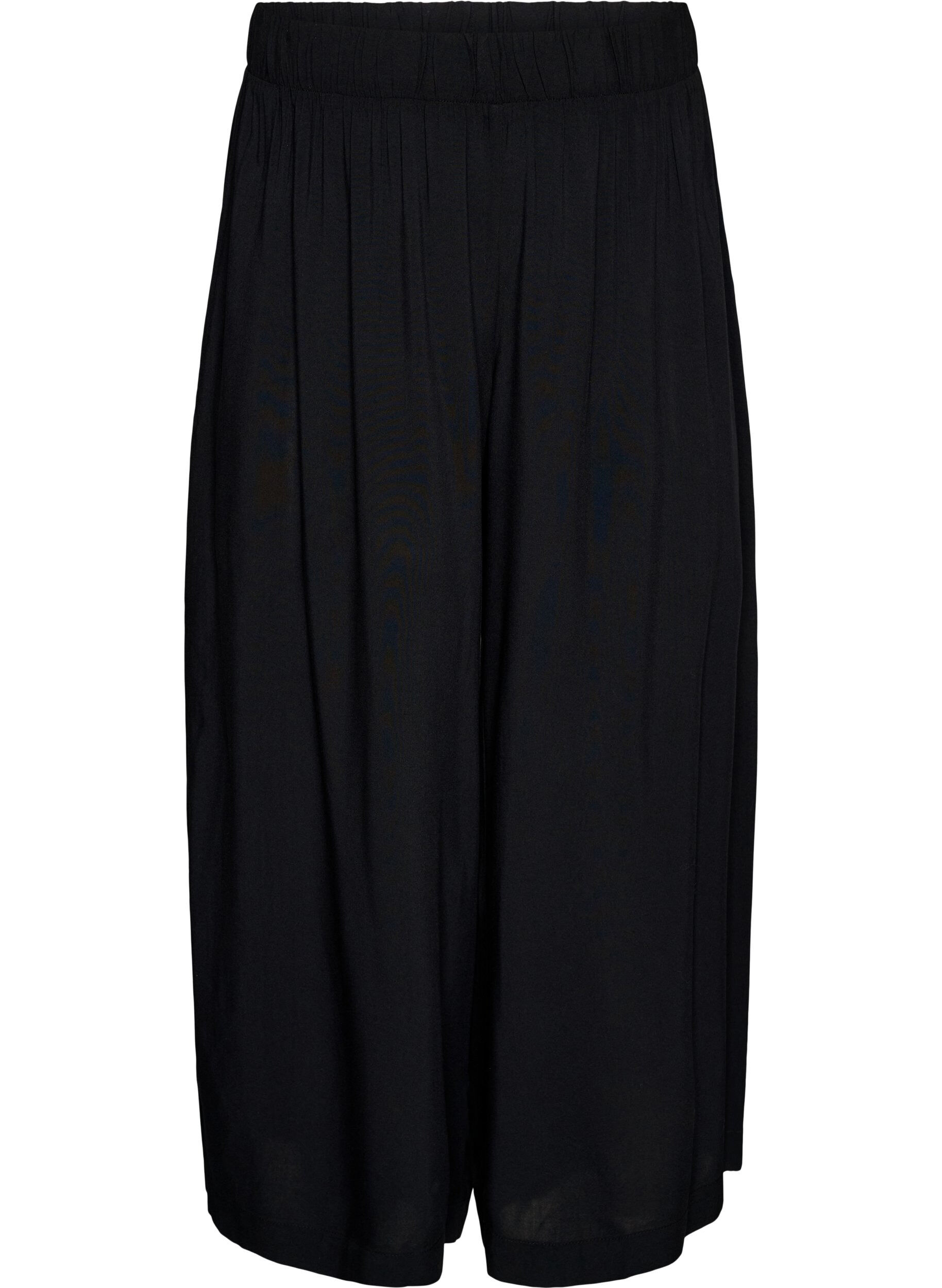 ZizziCulottes aus Viskose mit hoher Taille und weiten Beinen, Schwarz, Packshot image number 0