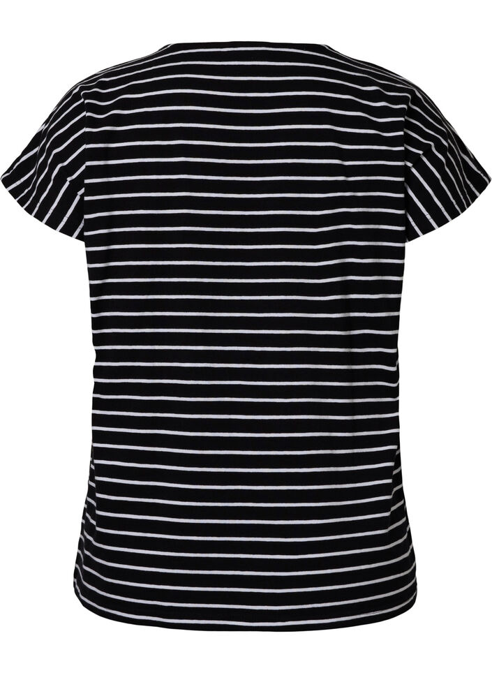 T-Shirt aus Baumwolle mit Streifen, Black W. Stripe, Packshot image number 1