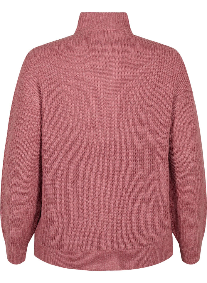 Strickpullover mit hohem Kragen und Rei&szlig;verschluss, Rot, Packshot image number 1
