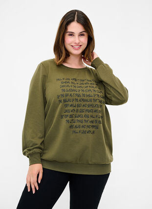 Sweatshirt mit Textprint, Ivy G w. Black AOP, Model image number 0