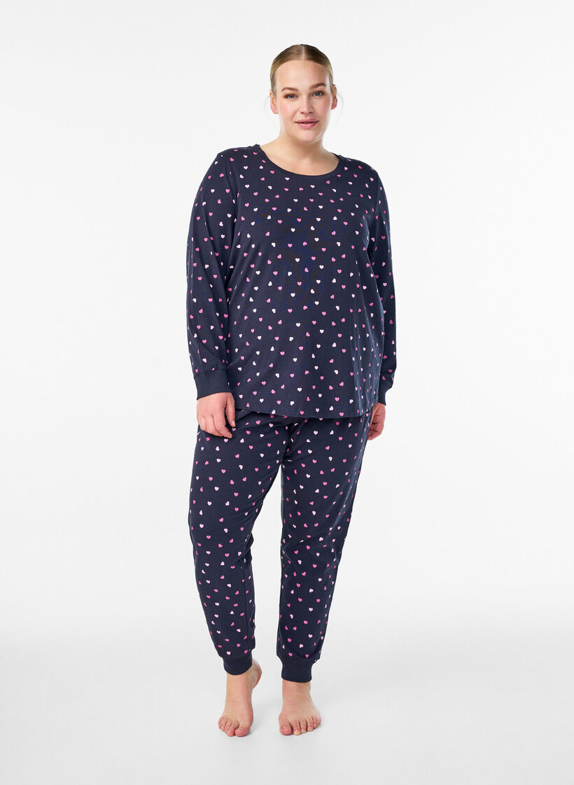 Bedruckte Pyjamahose, Blau, Model image number 0