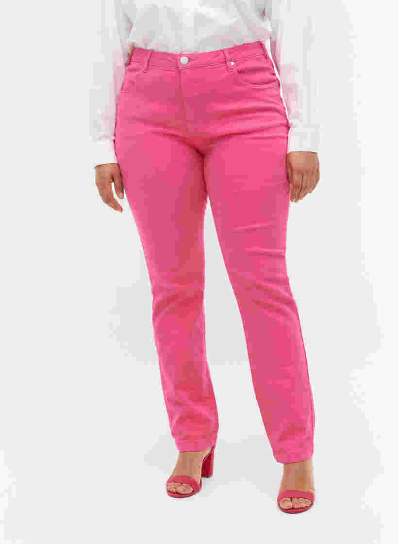 Emily Jeans mit normaler Taillenhöhe und Slim Fit, Shock. Pink, Model image number 3