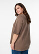Bluse mit Struktur und V-Ausschnitt, Walnut, Model image number 1