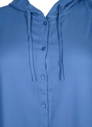 Hemdblusenkleid aus Viskose mit Kapuze und 3/4-Ärmeln, Moonlight Blue, Packshot image number 2