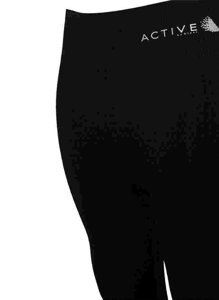 Nahtlose Workout-Leggings mit Struktur, Black, Packshot image number 2
