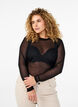 Einfarbige Mesh-Bluse, Schwarz, Model image number 0