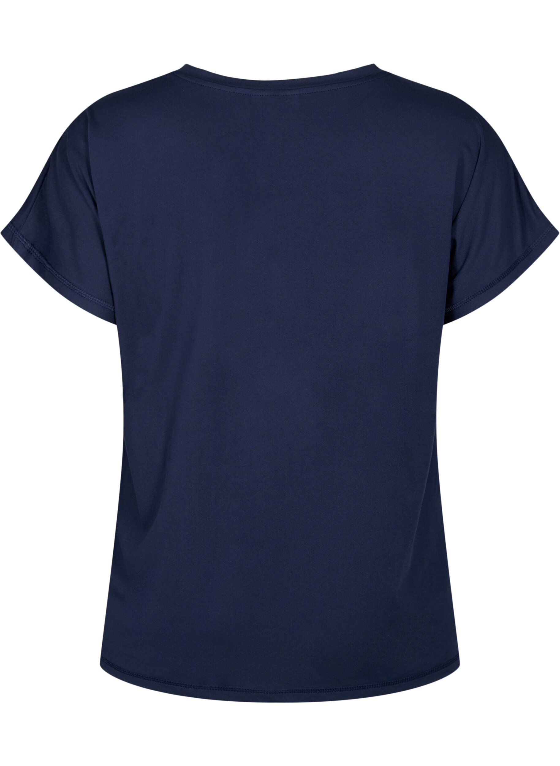 ZizziLocker sitzendes Trainings-T-Shirt mit V-Ausschnitt, Blau, Packshot image number 1