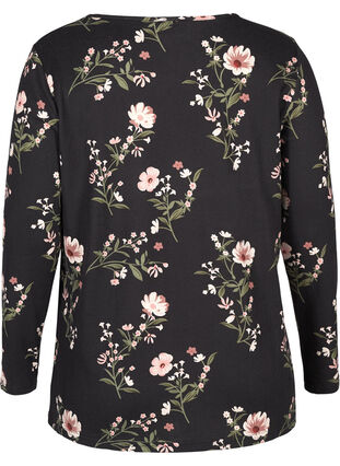 Langarm Bluse mit Blumenprint, black flower AOP, Packshot image number 1