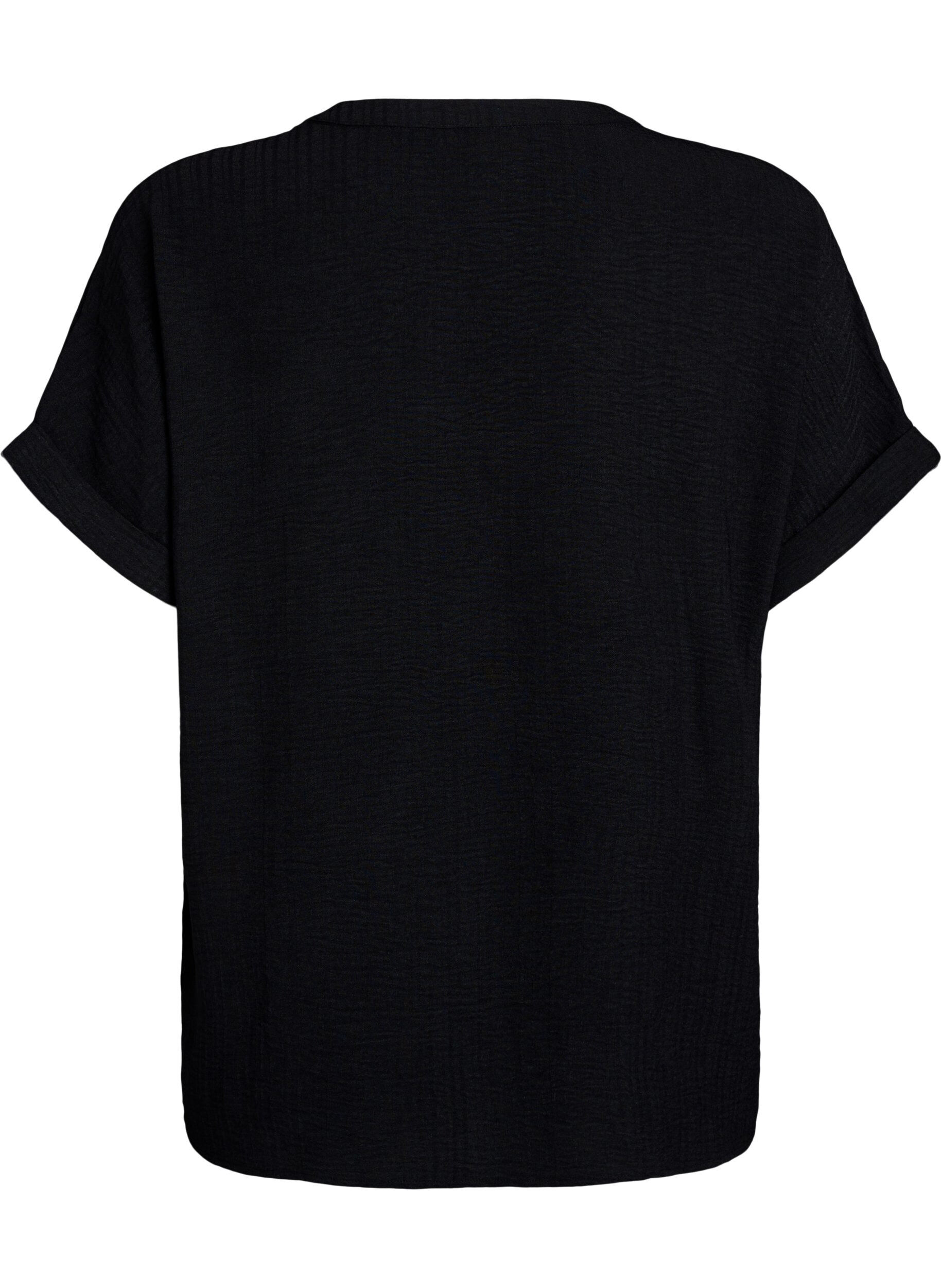 ZizziLockere Bluse mit kurzen &Auml;rmeln, Schwarz, Packshot image number 1