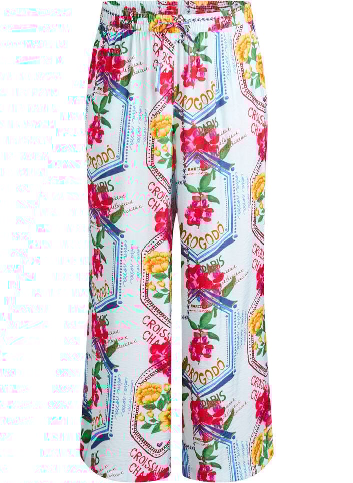 Hose mit geradem Bein in farbenfrohem Print, Blau, Packshot