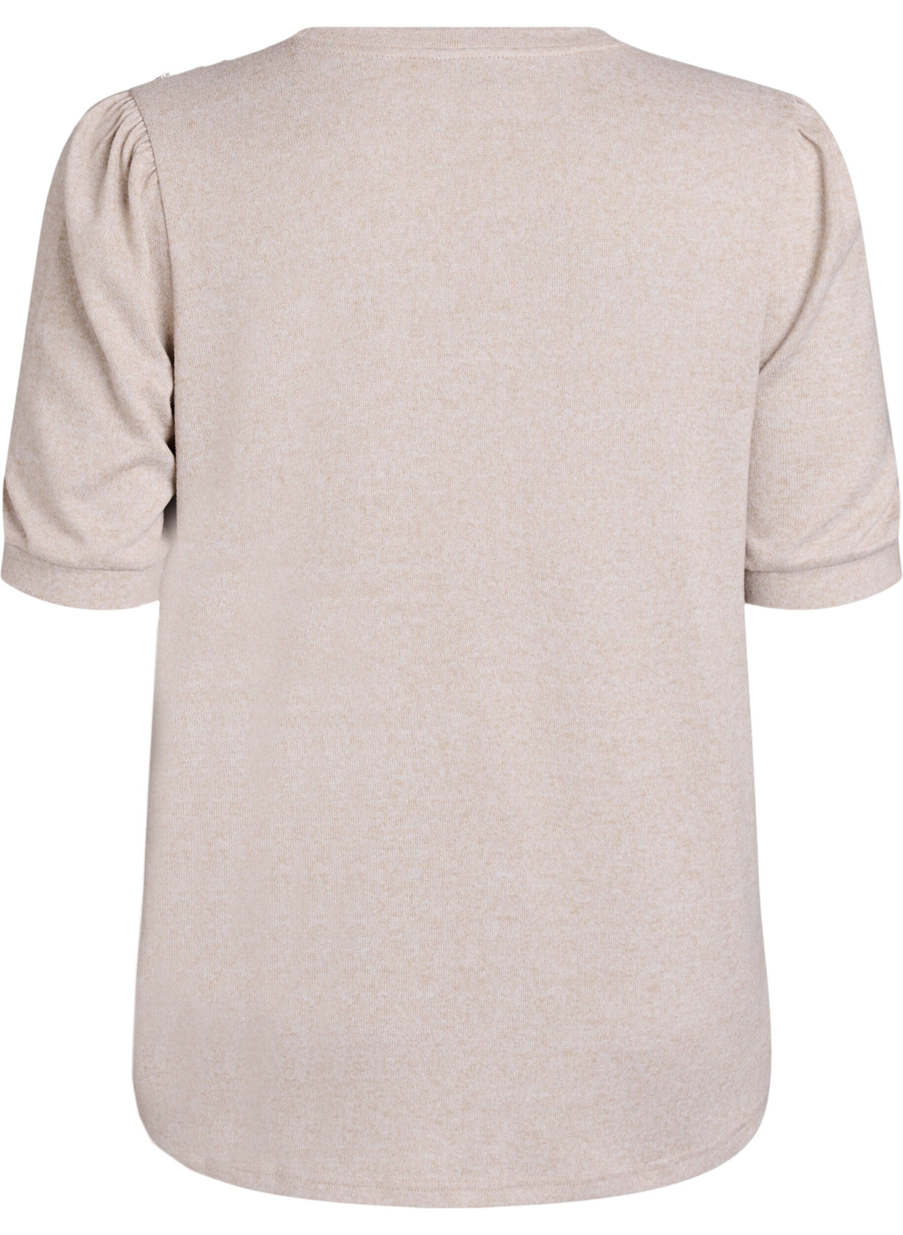 ZizziBluse mit Knopfdetail und kurzen Puff&auml;rmeln, Beige, Packshot image number 1