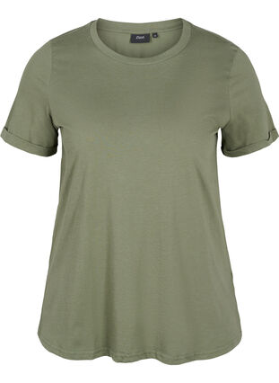 Basic-T-Shirt aus Baumwolle, Thyme, Packshot image number 0