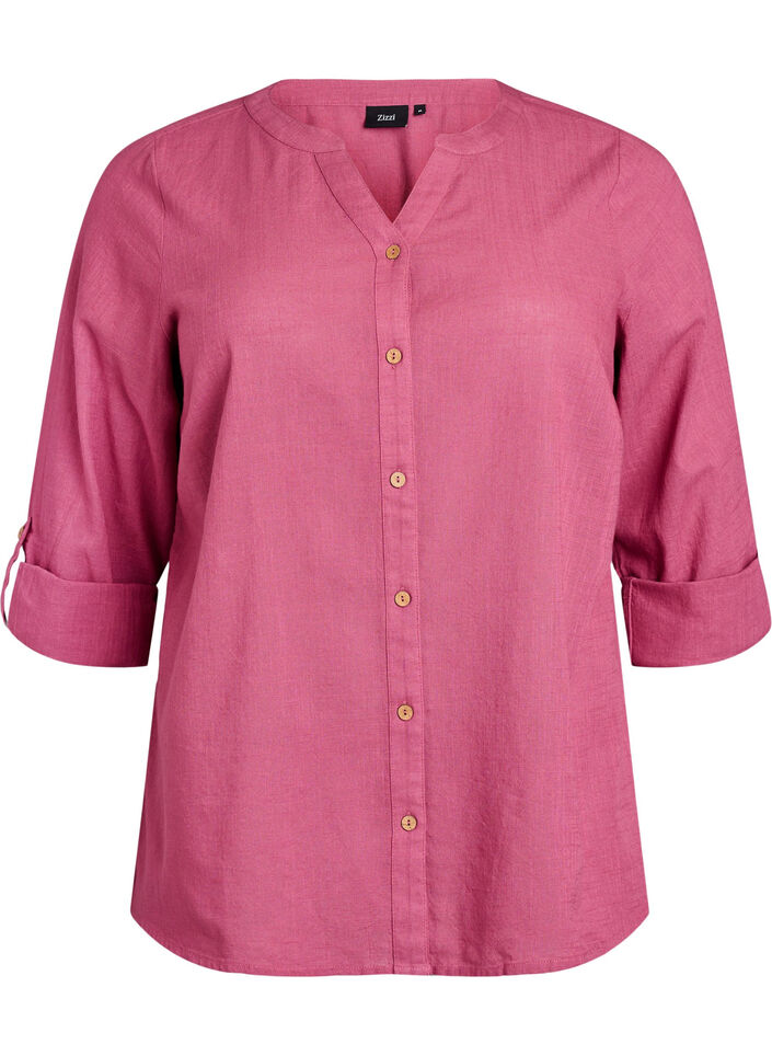 Baumwollbluse mit V-Ausschnitt, Rot, Packshot image number 0